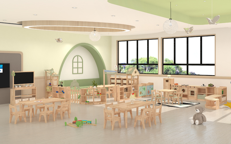 幼兒園家具實木區(qū)角四方桌
